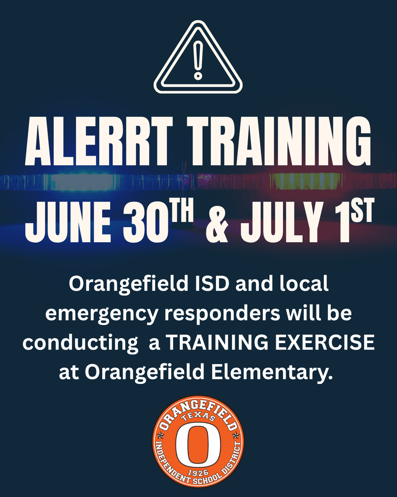 Blue poster with white text. It reads, "ALERRT TRAINING JUNE 30TH & JULY 1ST." Logo below.