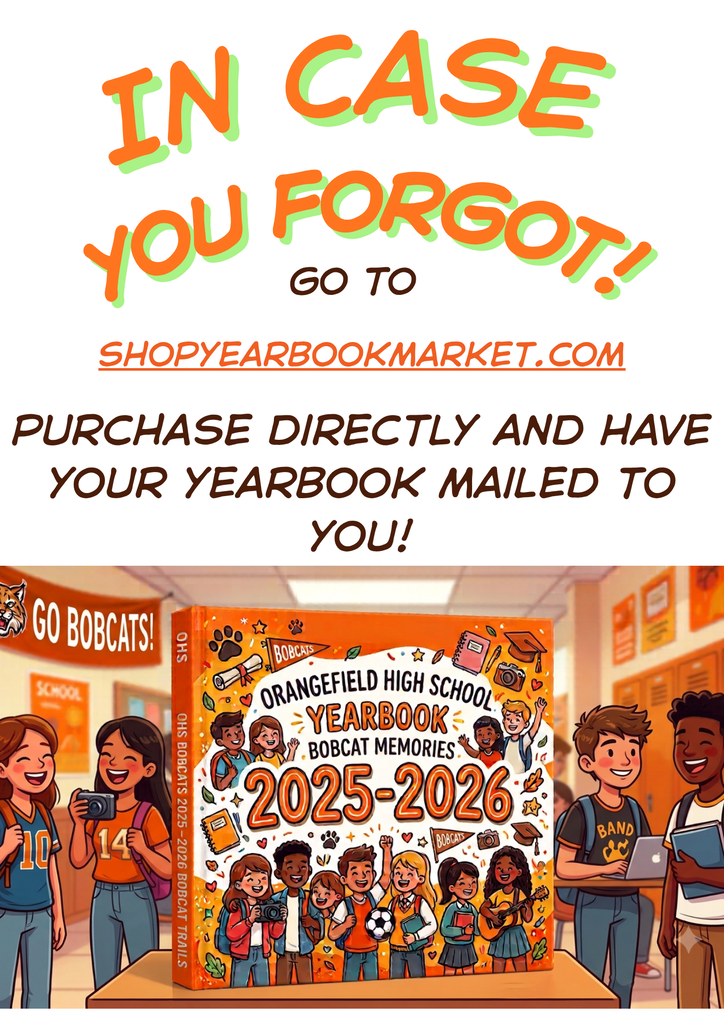 Advertisement for a yearbook featuring students. Text reads "In Case You Forgot!" and "Go to SHOPYEARBOOKMARKET.COM."