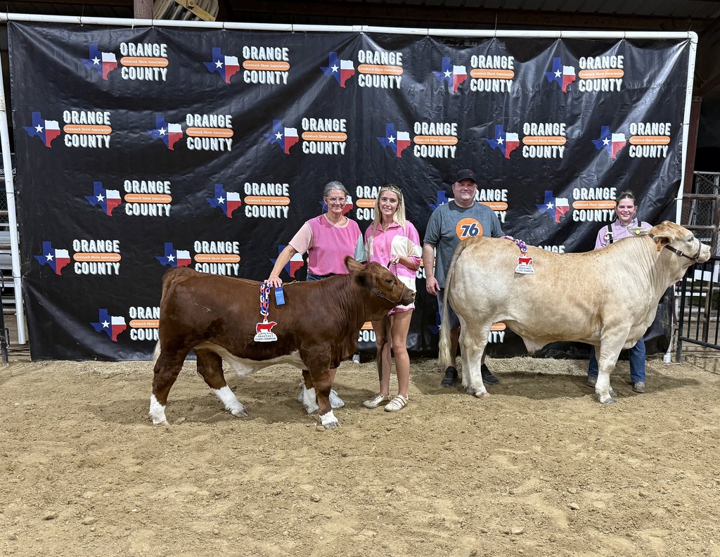 Jenna and family with her steers.
