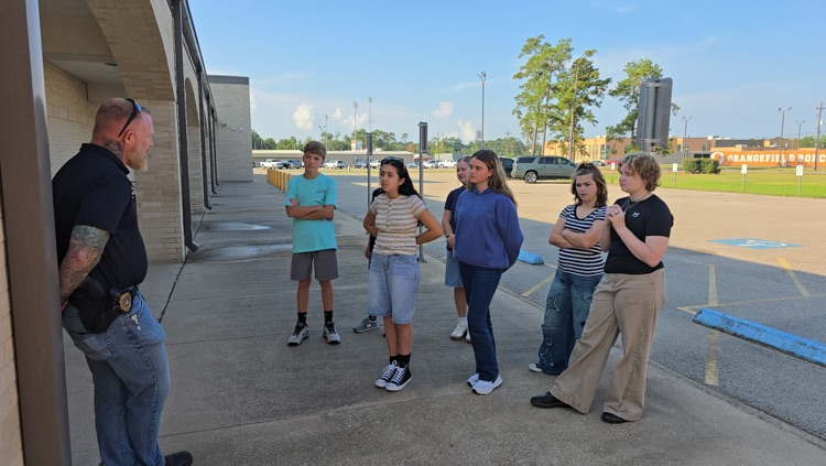Mr. Teague speaking with OJH students.
