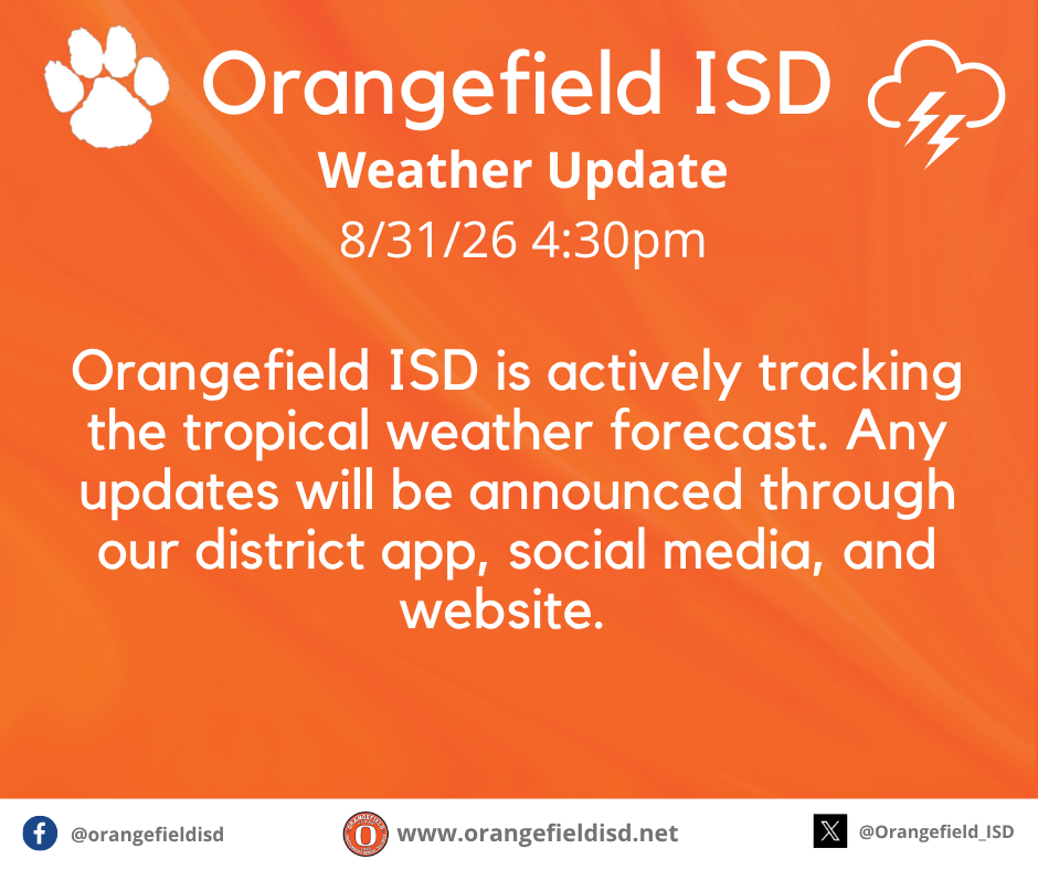 Orange background with text. A paw print and lightning icon at the top. Date and time. Contact information at bottom.