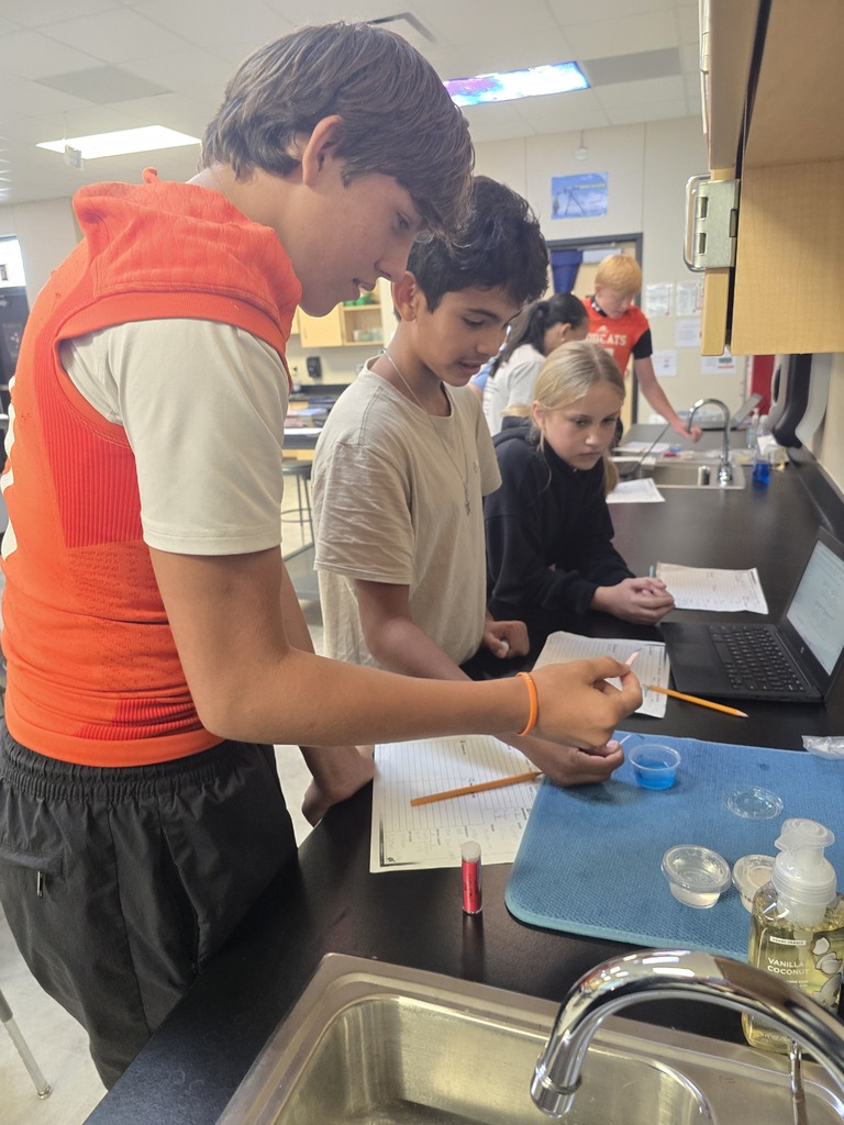 OJH 8th graders participating in an exciting science experiment.