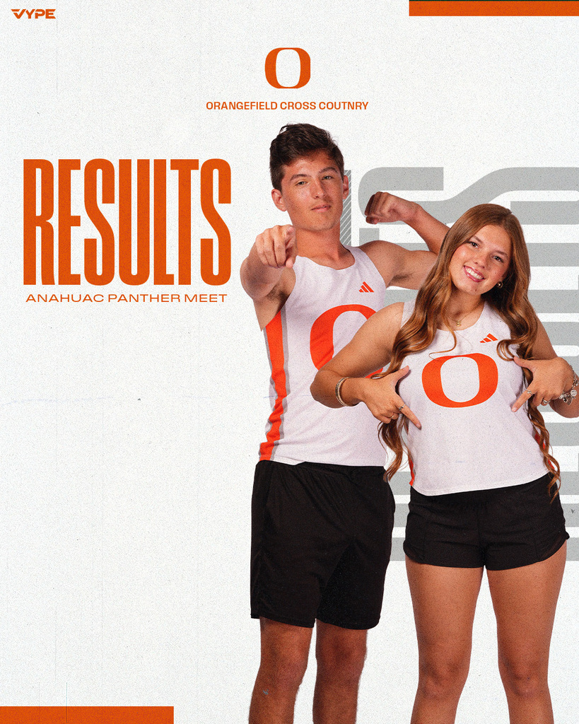 Two athletes stand for a photo. Both wear orange and white jerseys. The text "RESULTS" is at the top.