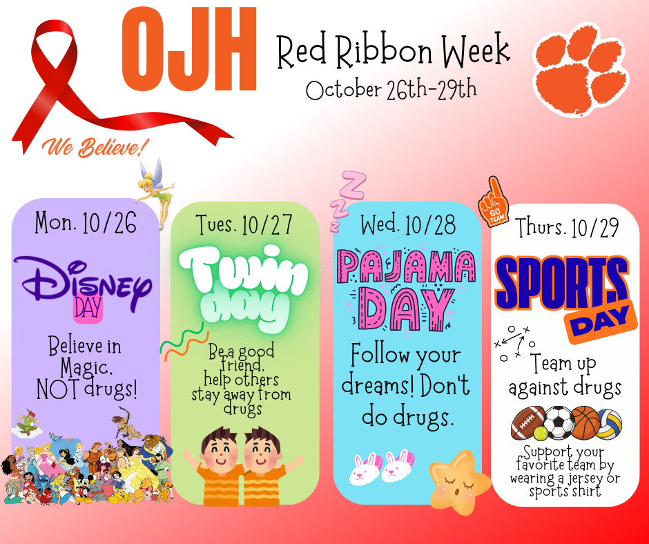 A flyer for OJH Red Ribbon Week.