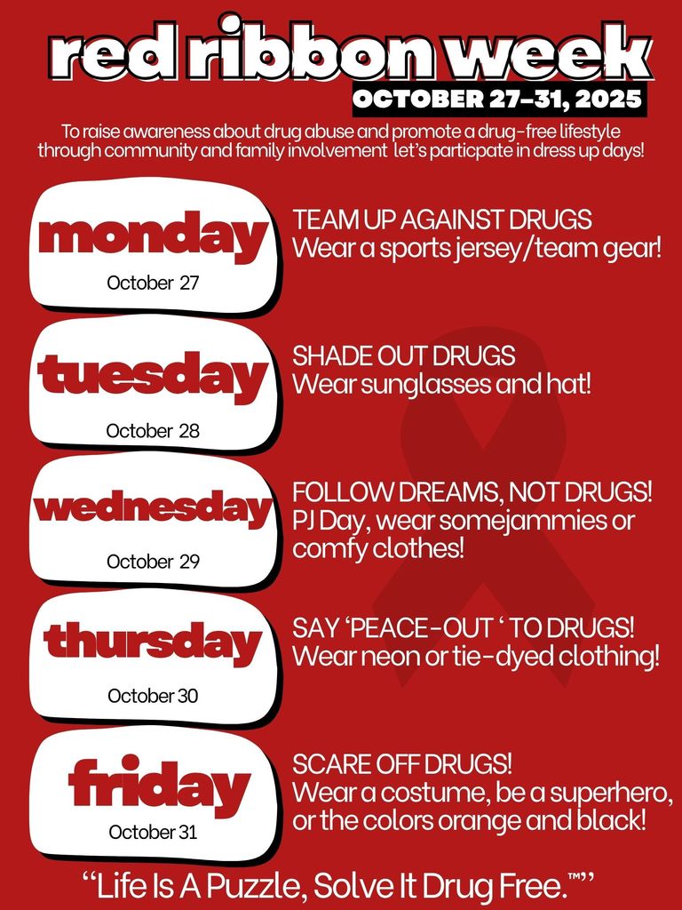 RedRibbonweek Dress up Days Oct 27-31