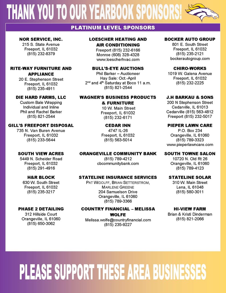 Yearbook sponsors starting Jan 2025