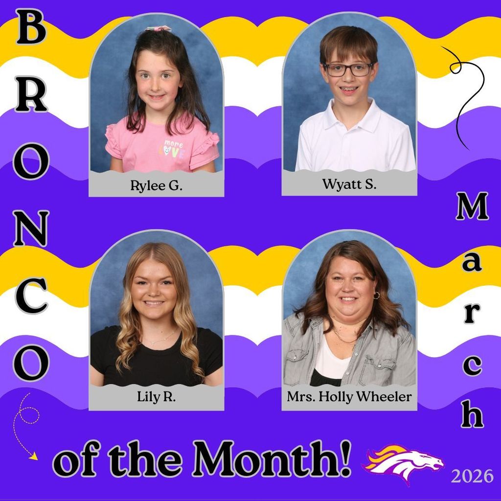 collage with photos of the four March 2026 Bronco of the Month winners