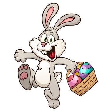 Easter Bunny with basket cartoon clipart