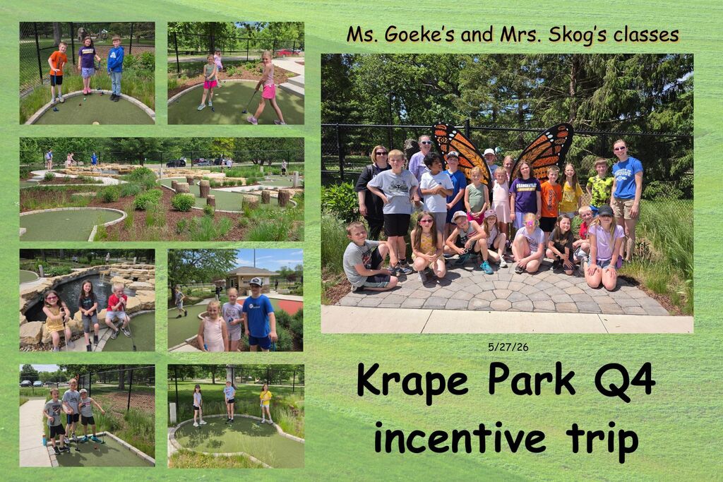 third grade students having fun playing mini golf at Krape Park