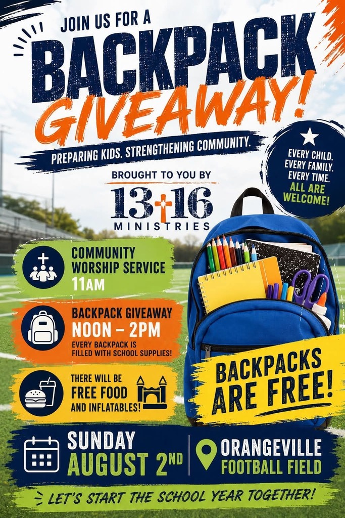Flyer for Back to School day with 13:16 Ministries