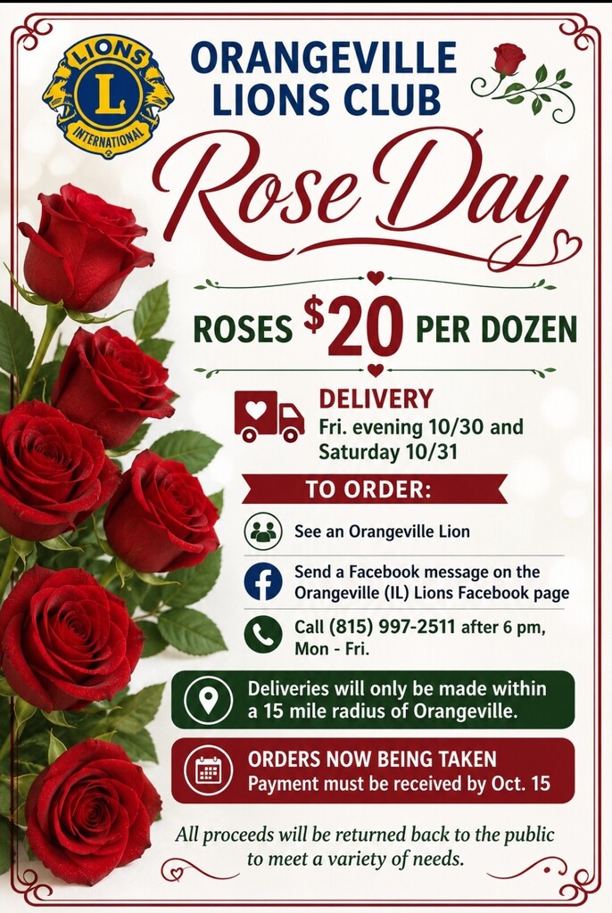 Lions Rose Day order flyer