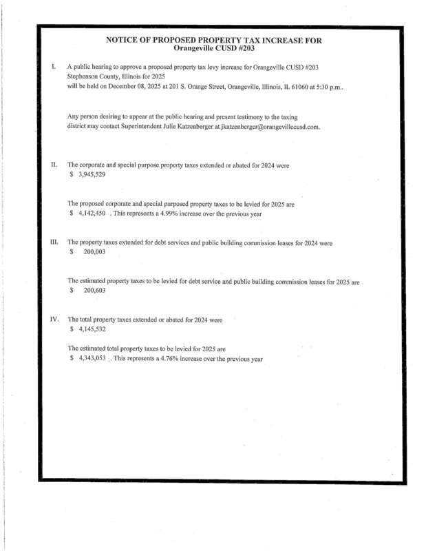 2025 Tax Levy Proposal