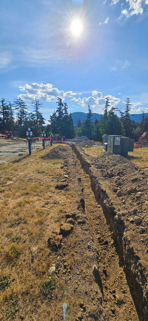 Trenching for utilities and lighting