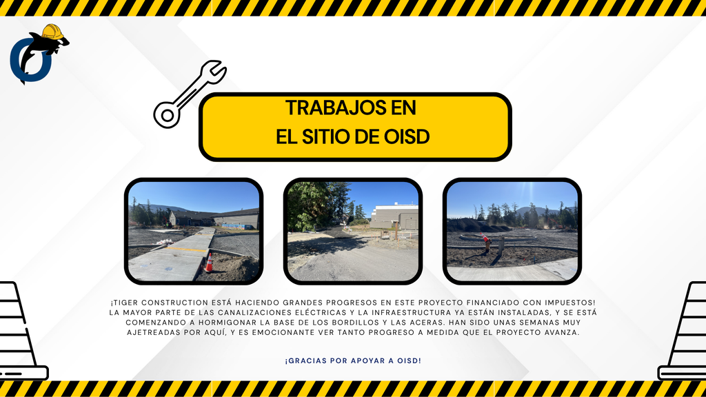 ¡TIGER CONSTRUCTION ESTÁ HACIENDO GRANDES PROGRESOS EN ESTE PROYECTO FINANCIADO CON IMPUESTOS! LA MAYOR PARTE DE LAS CANALIZACIONES ELÉCTRICAS Y LA INFRAESTRUCTURA YA ESTÁN INSTALADAS, Y SE ESTÁ COMENZANDO A HORMIGONAR LA BASE DE LOS BORDILLOS Y LAS ACERAS. HAN SIDO UNAS SEMANAS MUY AJETREADAS POR AQUÍ, Y ES EMOCIONANTE VER TANTO PROGRESO A MEDIDA QUE EL PROYECTO AVANZA. ¡GRACIAS POR APOYAR A OISD!
