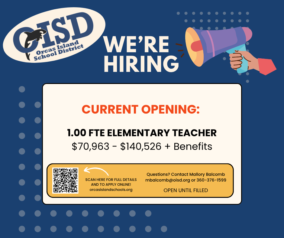 Flyer announcing job opportunity with OISD for Elementary Teacher