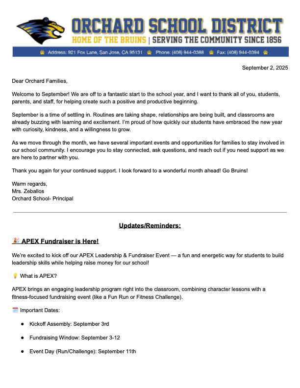 September Family Newsletter