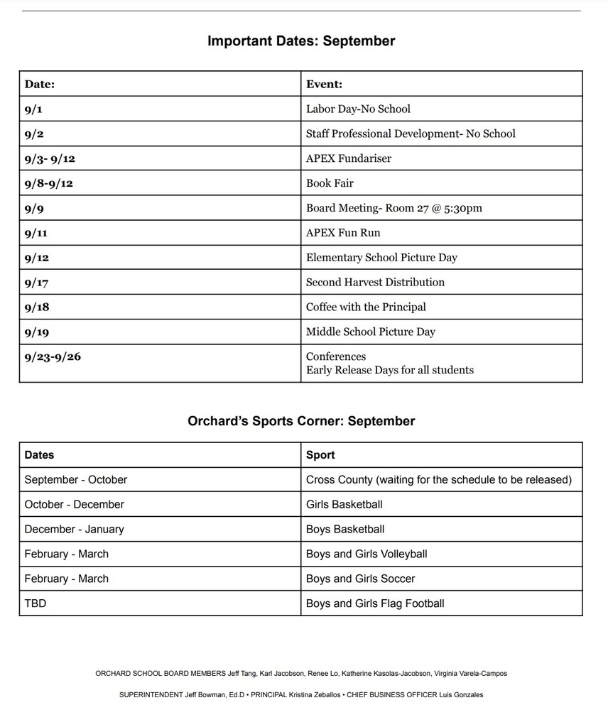 September Family Newsletter