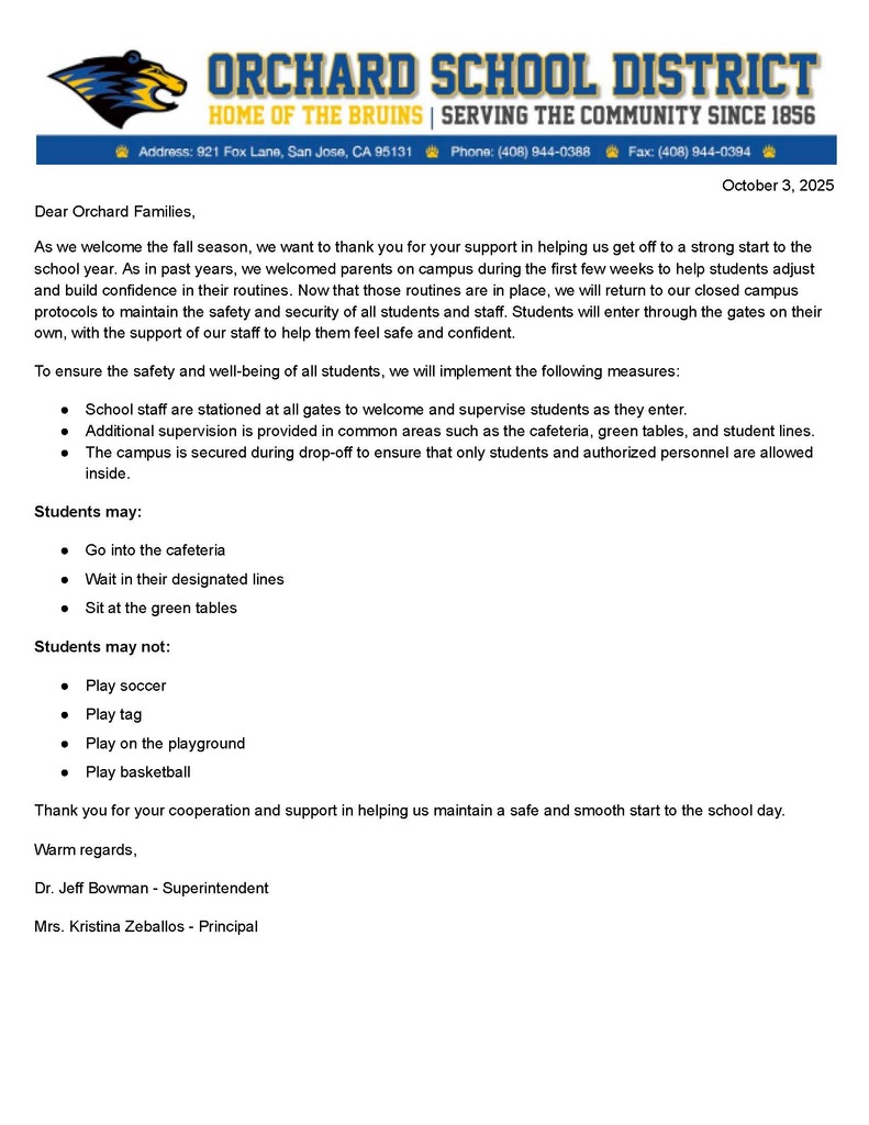 Updated: Closed Campus Information