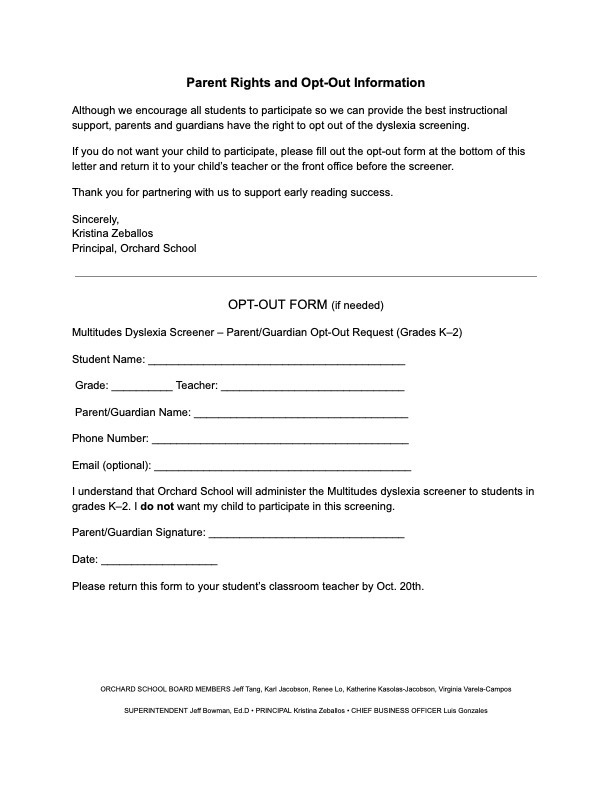 Dyslexia Screener: Grades K-2