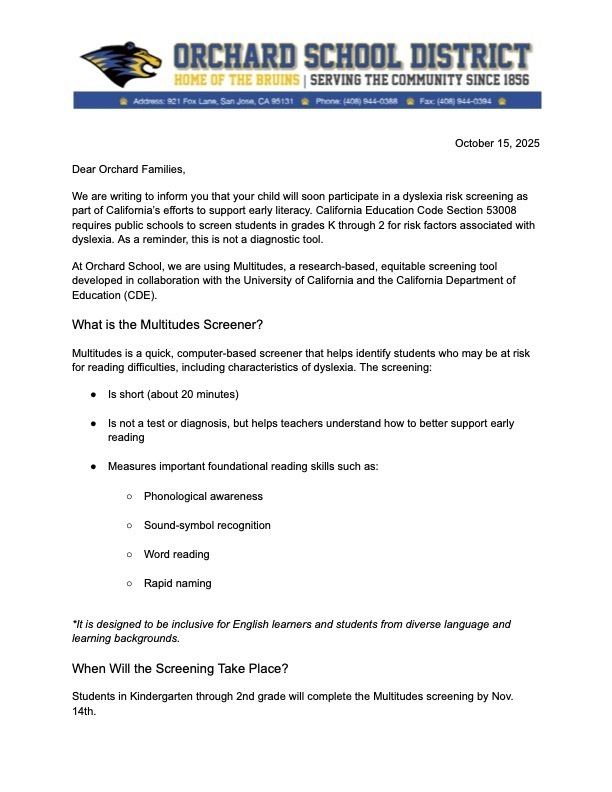 Dyslexia Screener: Grades K-2
