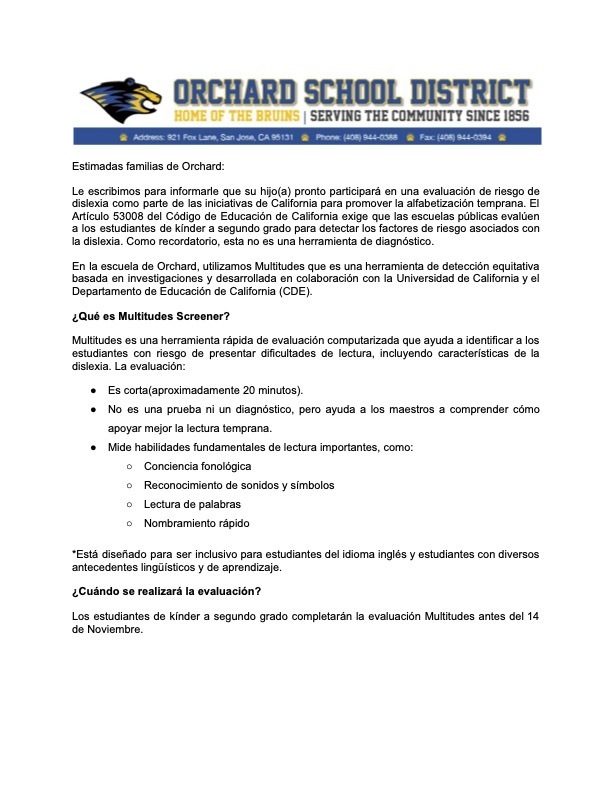 Dyslexia Screener: Grades K-2