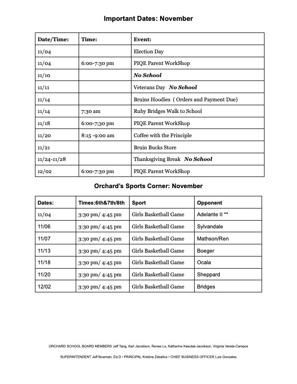 November Parent Newsletter