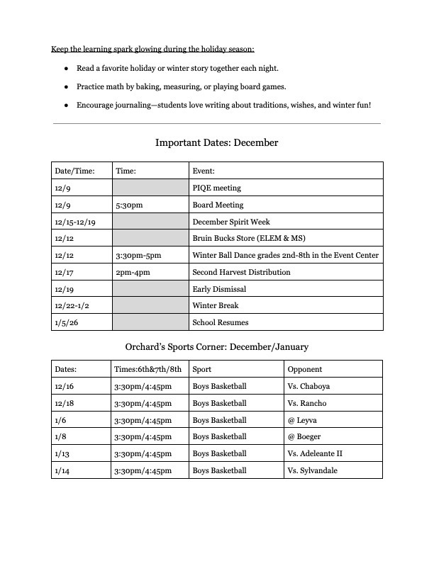 December Parent Newsletter