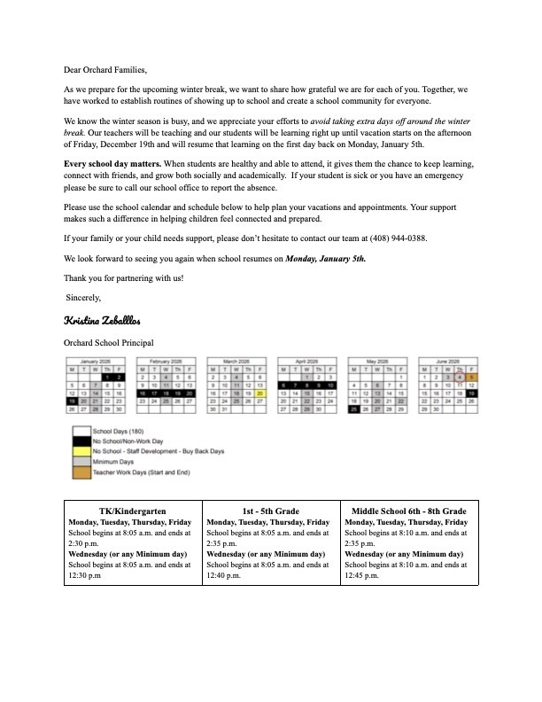 Important Attendance Information 