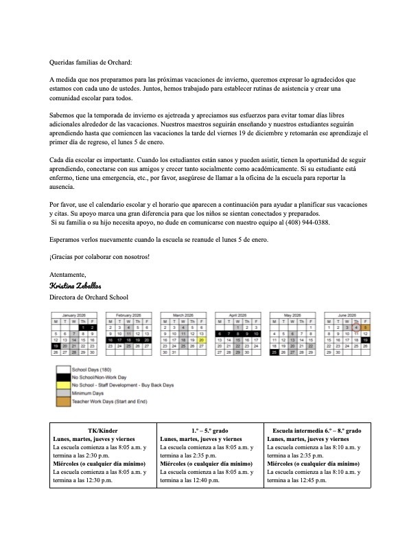 Important Attendance Information 