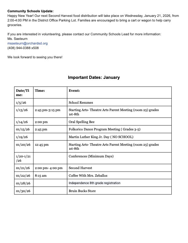 January Parent Newsletter