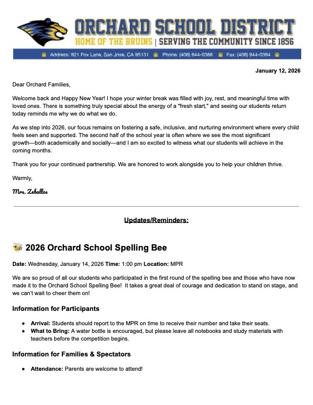 January Parent Newsletter