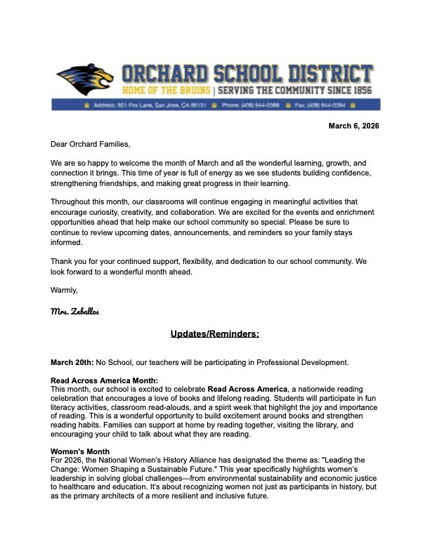 Parent Newsletter March