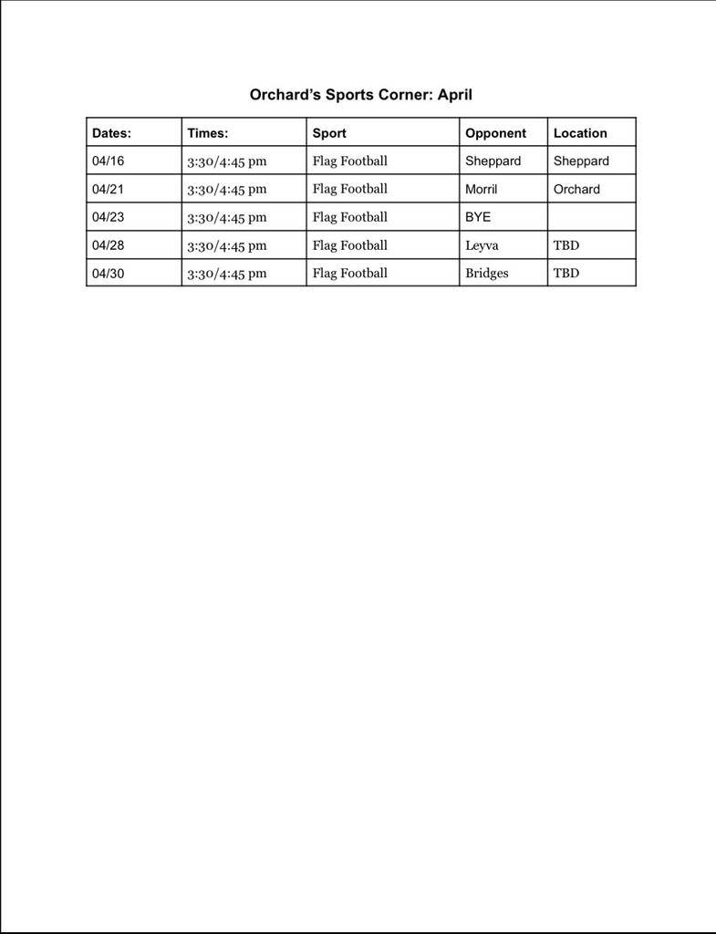 April Parent Newsletter