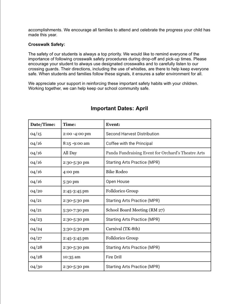 April Parent Newsletter