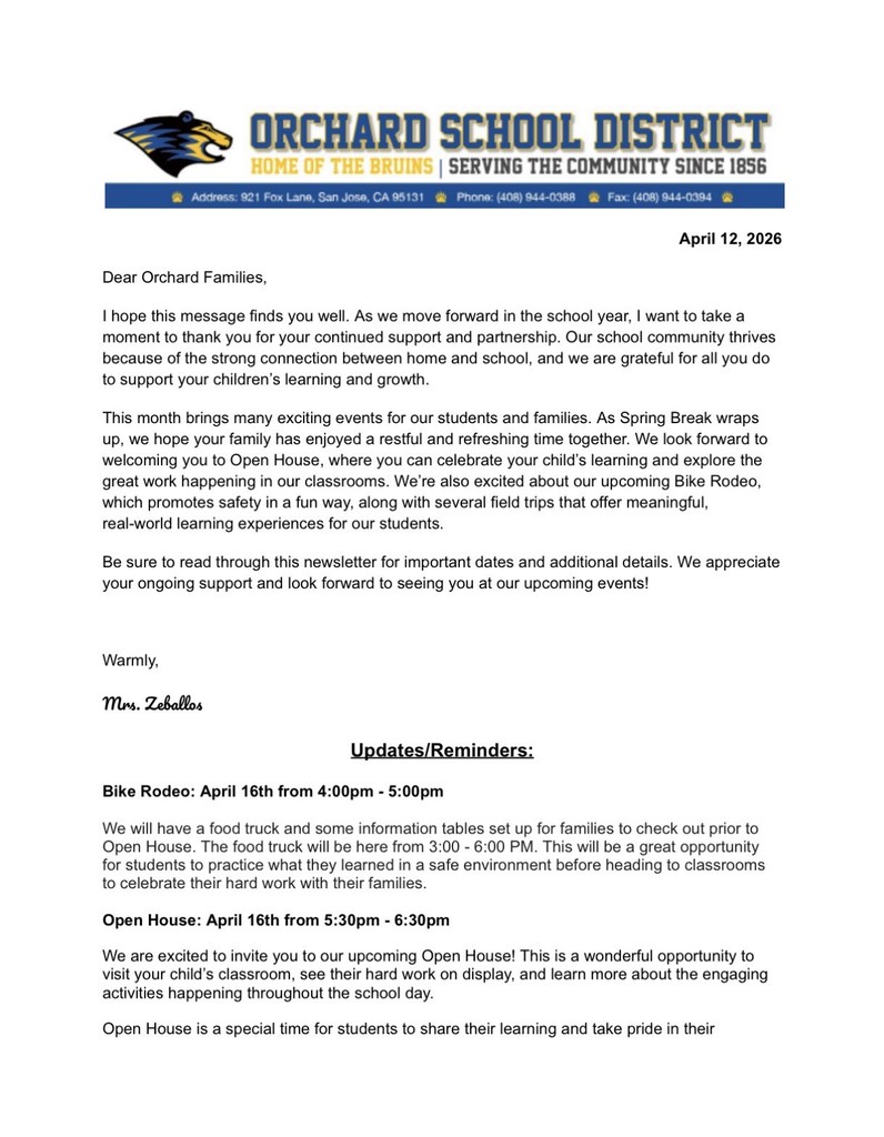 April Parent Newsletter