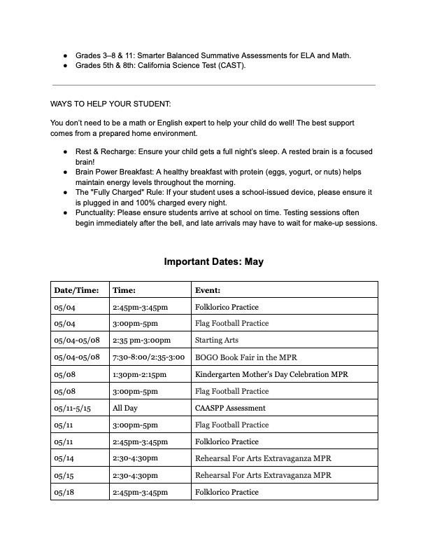 May Newsletter