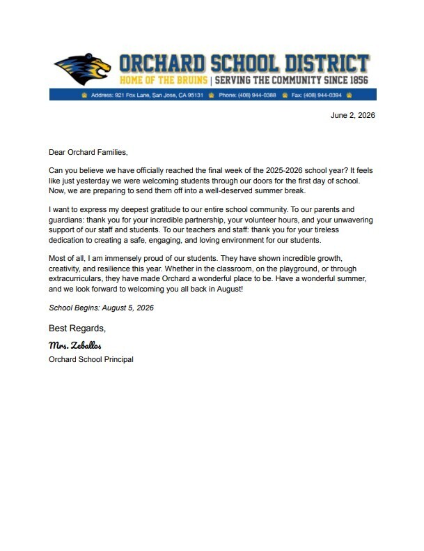 End-of-Year Message from the Principal