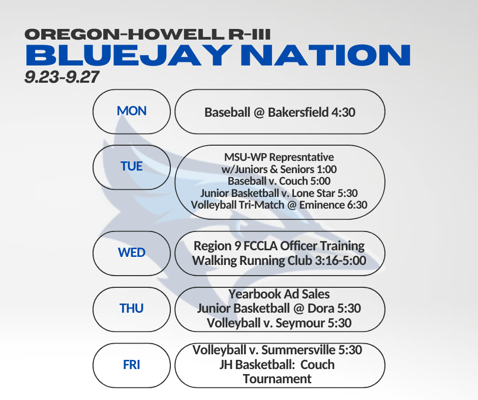 Week at a Glance Sept 23-27