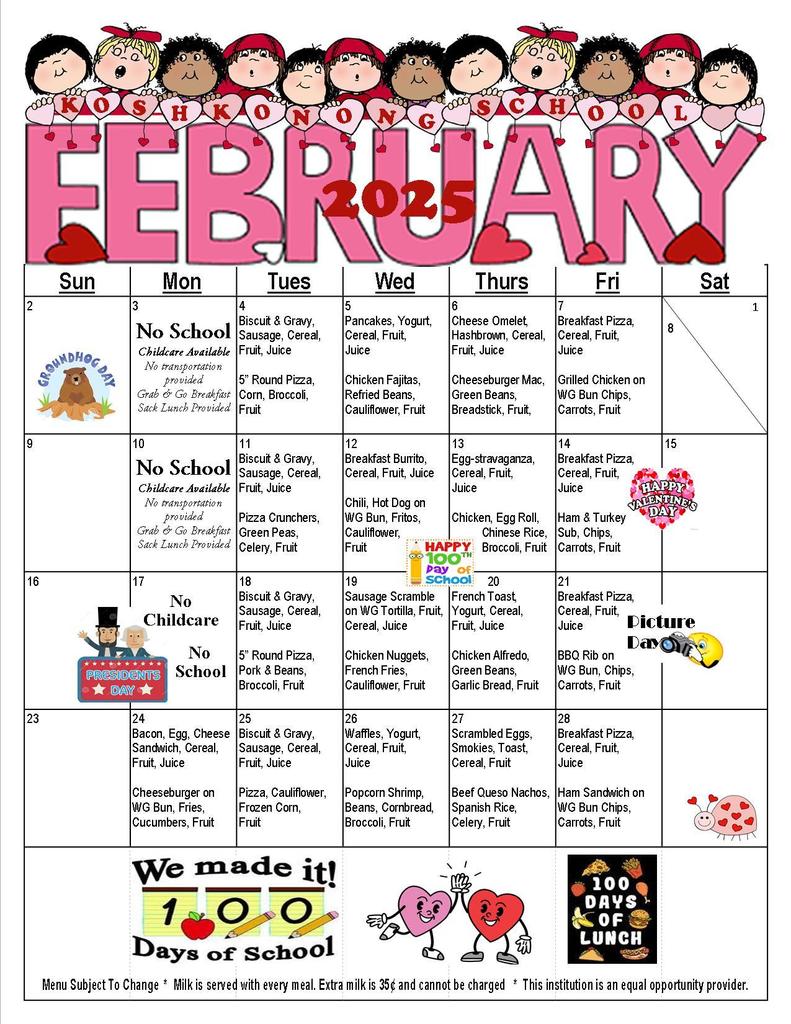 February Lunch Menu