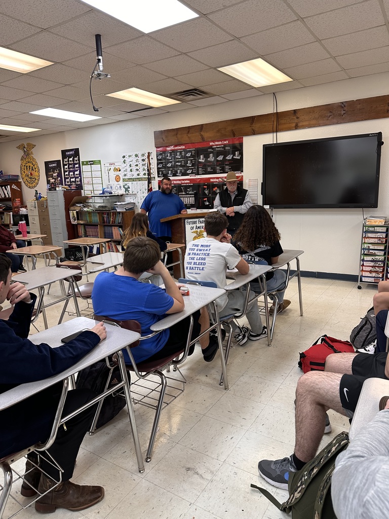 Wednesday we had a Guest Speaker, Mr Sykes and Mr Roberts. They talked about Land Management and Improvement. Fun fact, Mr Roberts is one of the first FFA members here at Koshkonong. Mr Roberts, signed the KOSHKONONG FFA CHARTER.