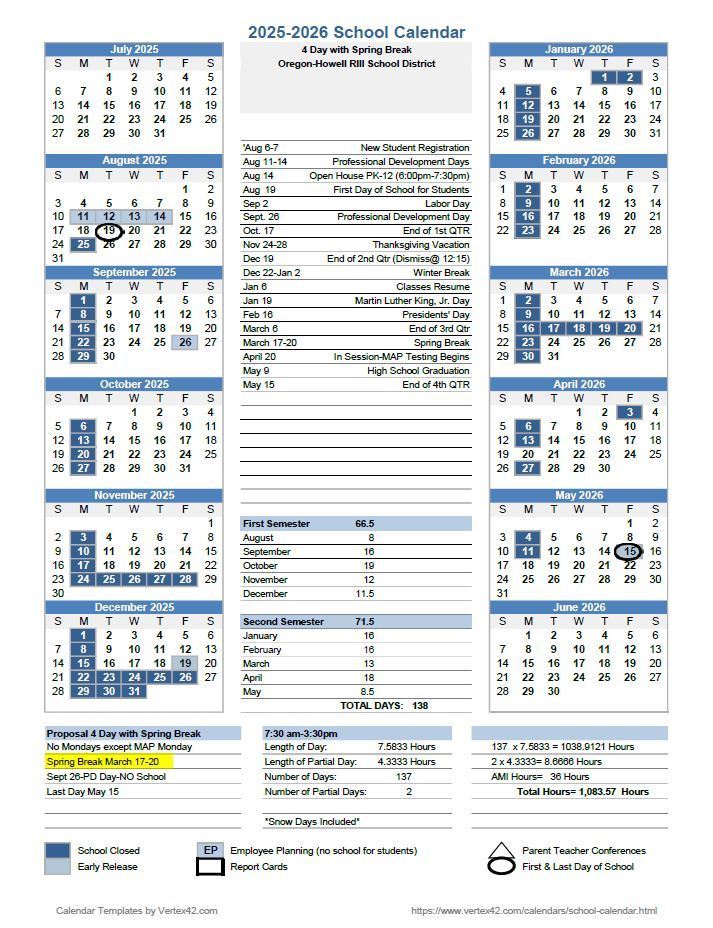 2025-2026 School Calendar