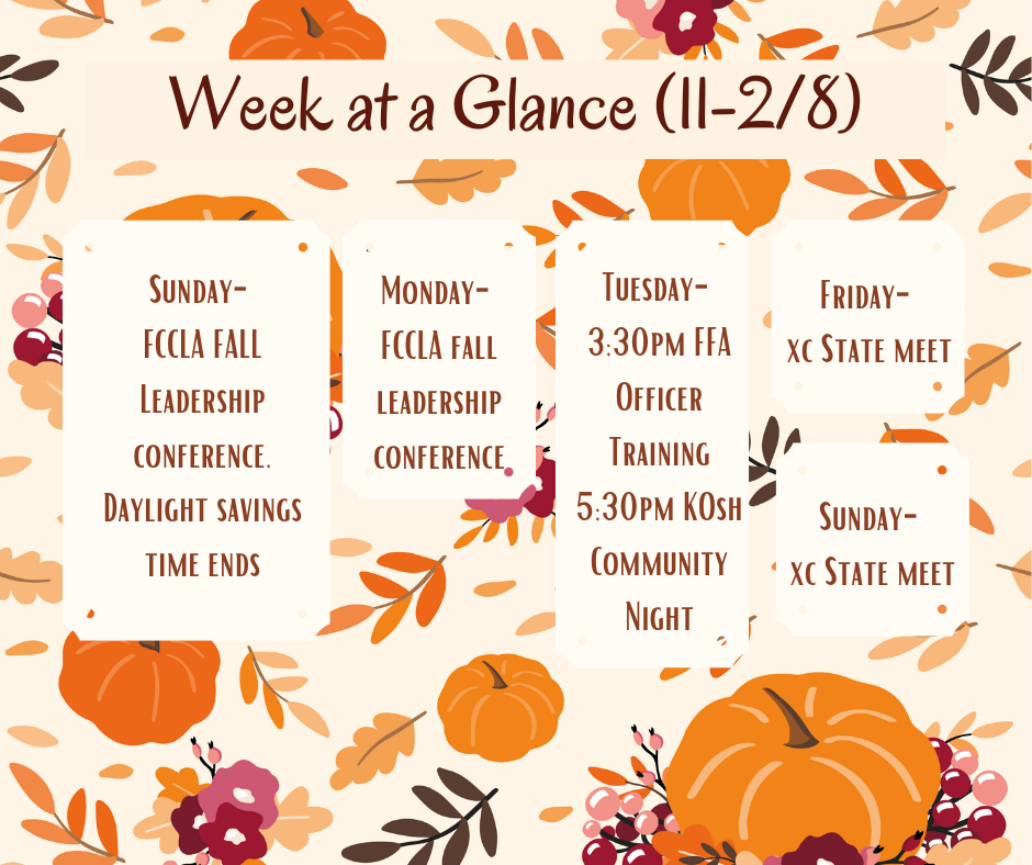 Week at a Glance Nov 2-8