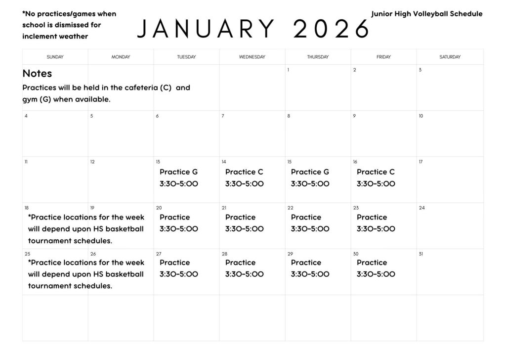 Junior high volleyball schedule