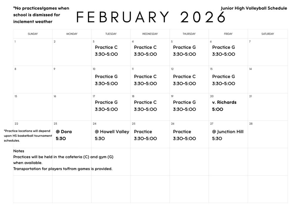 Junior high volleyball schedule
