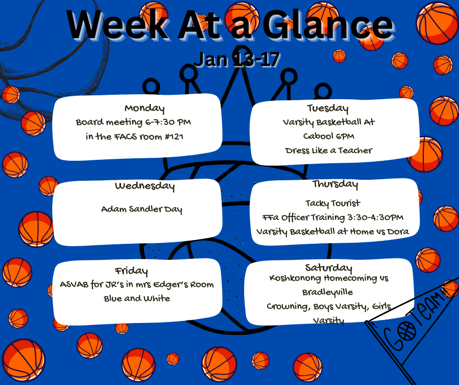 Week at a Glance Jan 13-17