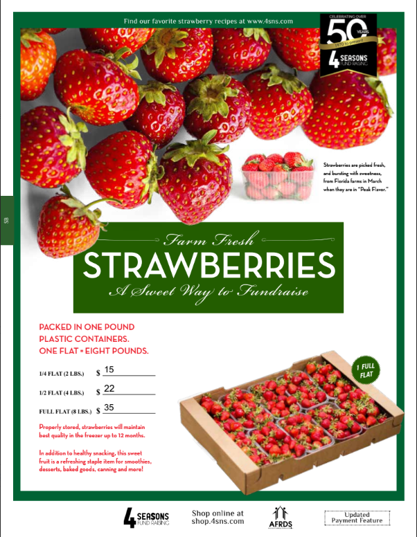 The sale will start on Wednesday, January 21st, and end on Feb 10th. Price: 2lbs - 1/4 flat = $15 4lbs - 1/2 flat = $22 8lbs - Full flat = $35