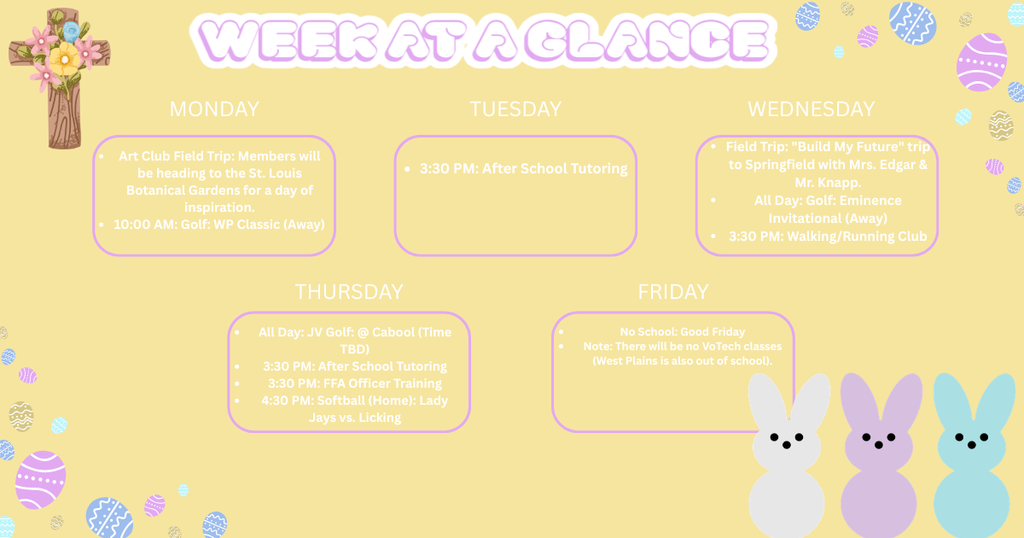 Week at a Glance March 30-April 3