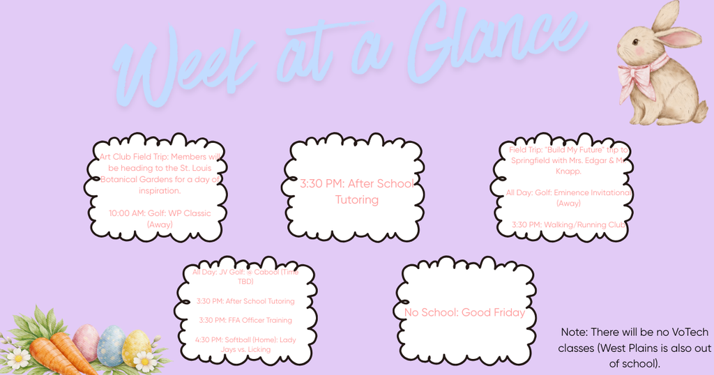 Week at a Glance March 30-April 3