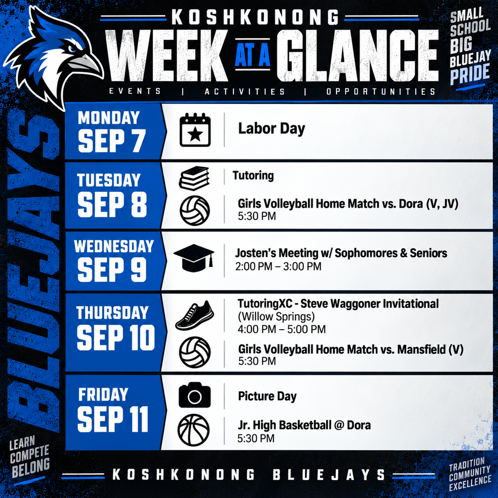 Week at a Glance for September 7-11