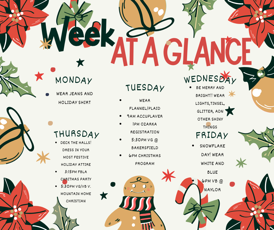 Week at a Glance 12/4-12/8